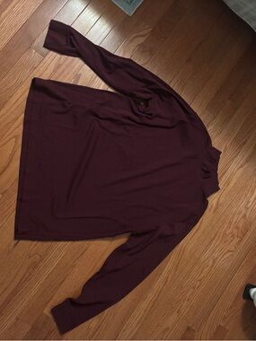 Lands' End Women's Mock Neck Long Sleeve Top in Burgundy